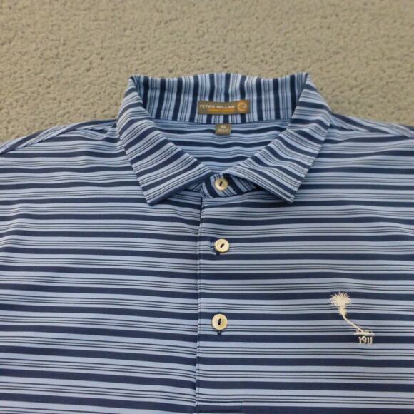 Peter Millar Shirt Mens XL Summer Comfort Polo Golf Blue Performance Striped - Picture 4 of 10